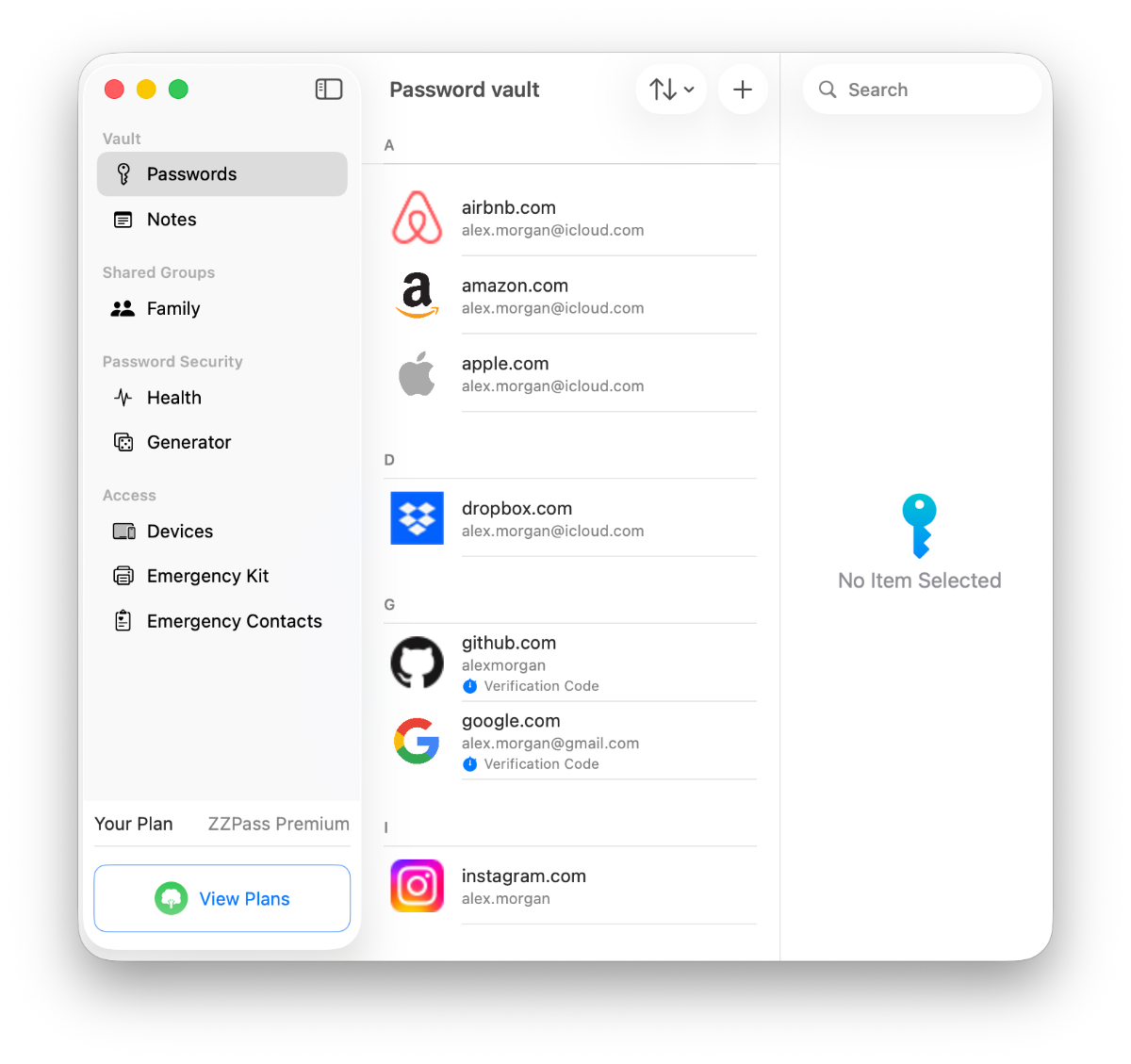 ZZPass password vault on Mac